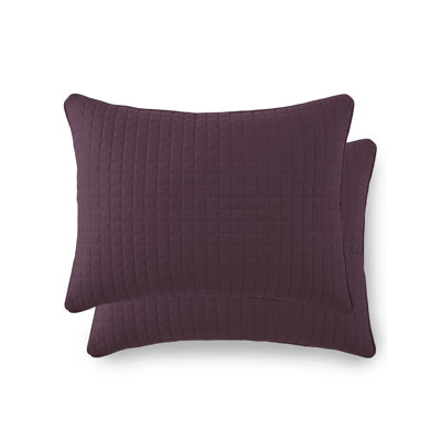 Ensemble de 2 taies décoratives matelassées en microfibre à bordure carrée et à bordure passepoilée Southano Fine Linens, lot de 2, 20 po x 26 po, mauve