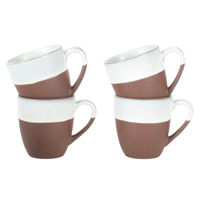 Ensemble de 4 tasses à café Gibson Elite William Crest, tasses en grès 15 oz, finition glacis réactif, grandes tasses à café rondes, va au micro-ondes et au lave-vaisselle - blanc cendré