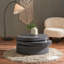 Table basse tournante ovale noire pour le divertissement dans le salon, style Mid-Century moderne