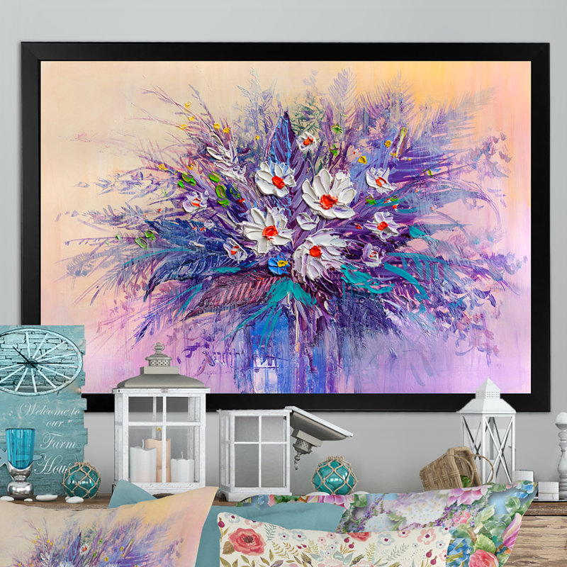 «White and Purple Flower Vase V», reproduction de cadre photo sur toile, H 8 po x l 12 po x P 1 po