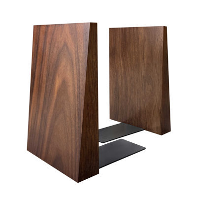 7" High Wood Book End Hold Heavy Books-Decorative Walnut Bookend for Shelves Big Book Ends for Office
