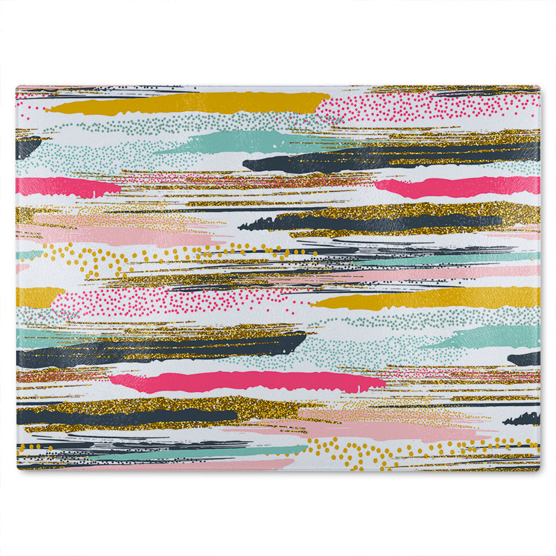 Coloured Stripes & Spots Glass Chopping Board, 40cm L x 28cm W