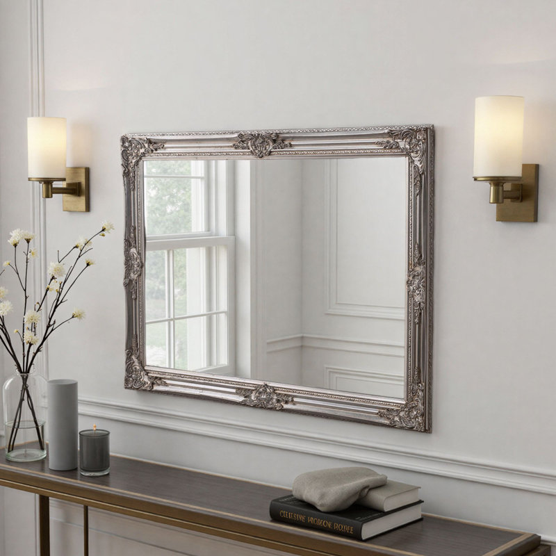 Madeleine Carved Classic Accent Mirror, 74cm H x 104cm W, Silver