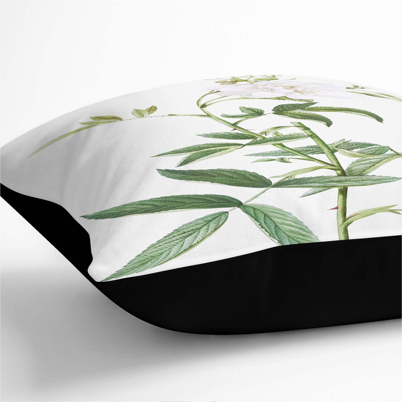 Floral Throw Cushion, Black, 40cm H x 40cm W x 15cm D