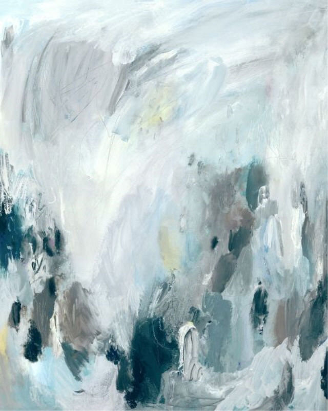 Blue Musings I Painting by Emma McCartney, Glass Coat, 30" H x 24" W