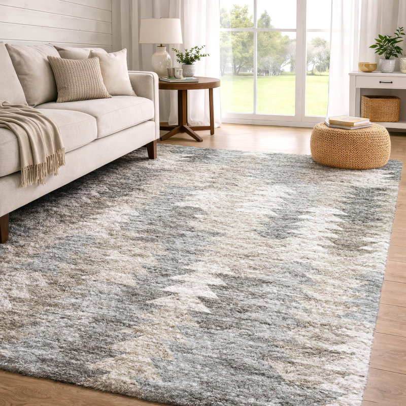 Tapis à poil long de qualité supérieure lavable à la machine ADS632, Taupe, 9' x 12'