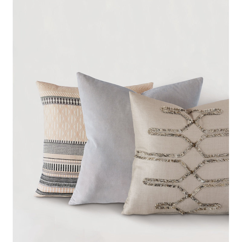 Housse et insert de coussin en peluche, Gris, Feather
