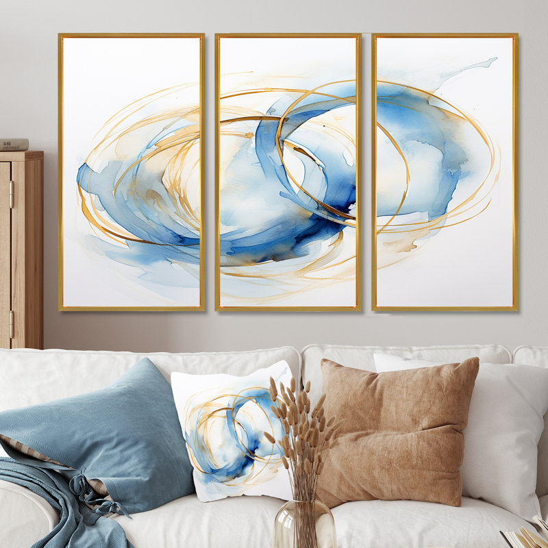 Oaklynn - ensemble d'impression d'art abstrait, Cadre flottant doré, H 28 po x l 36 po x P 1 po