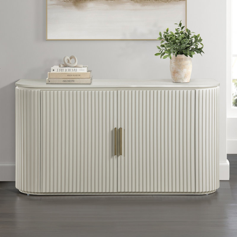 Buffet en bois de chêne 60 po Barry, Crème, crème