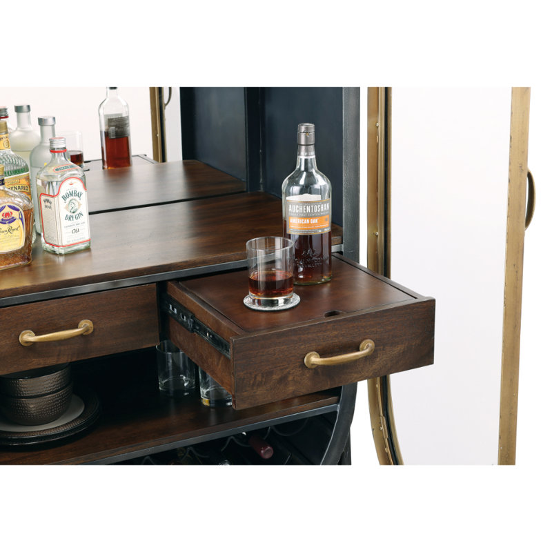 Rustic Modern Wine & Bar Accent Cabinet with LED Lighting