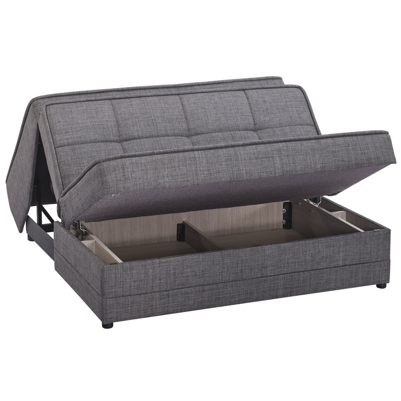 Caily 55 in. Fabric Upholstered 2-Seater 3-in-1 Sleeper Loveseat Sofa Bed with Storage, Gray Chenille