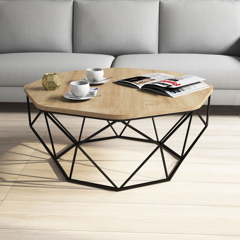 Table basse moderne industrielle de 35,4 po x 15,0 po x 35,4 po | 100% panneau de particules enduit de mélamine, 0,7 pouce d'épaisseur | Structure en métal robuste, design élégant pour le salon et le bureau, facile à assembler