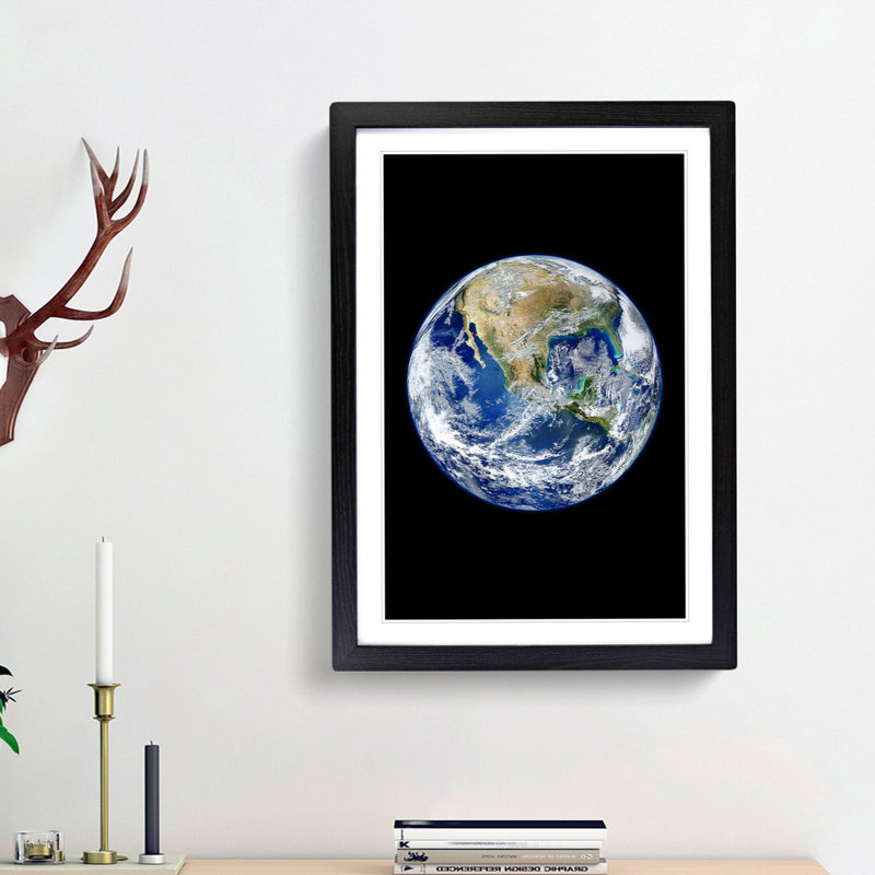 An Amazing Image Of Earth - Single Picture Frame Print, 45cm H x 33cm W x 2cm D, Black Framed