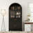 71" Tall Arched Kitchen Pantry Cabinet With Glass Door, Farmhouse Storage Pantry Cabinet With Adjustable Shelves & Barn Door Design For Kitchen, Living & Dining Room, Black-1477642538