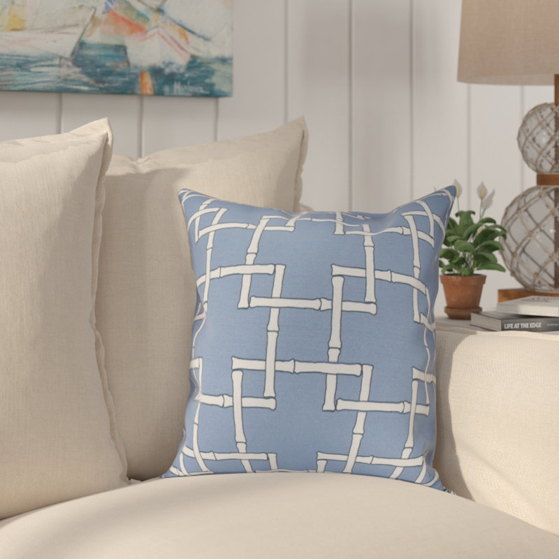 Housse et insert de coussin géométrique Botanical Blooms, H 20 po x l 20 po, Bleu