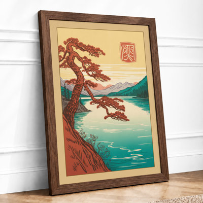 Gnarled Tree by Turquoise Lake Japandi - Framed Print