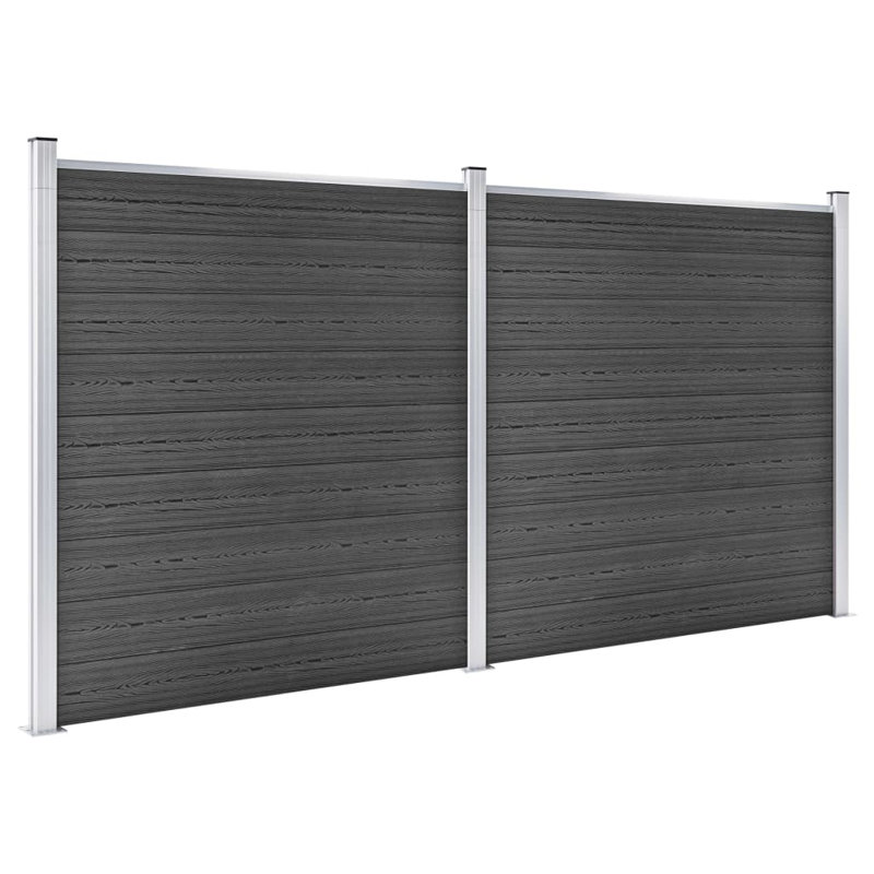 Melissus 3.8cm H x 353cm W Black Composite Fence Panels Included
