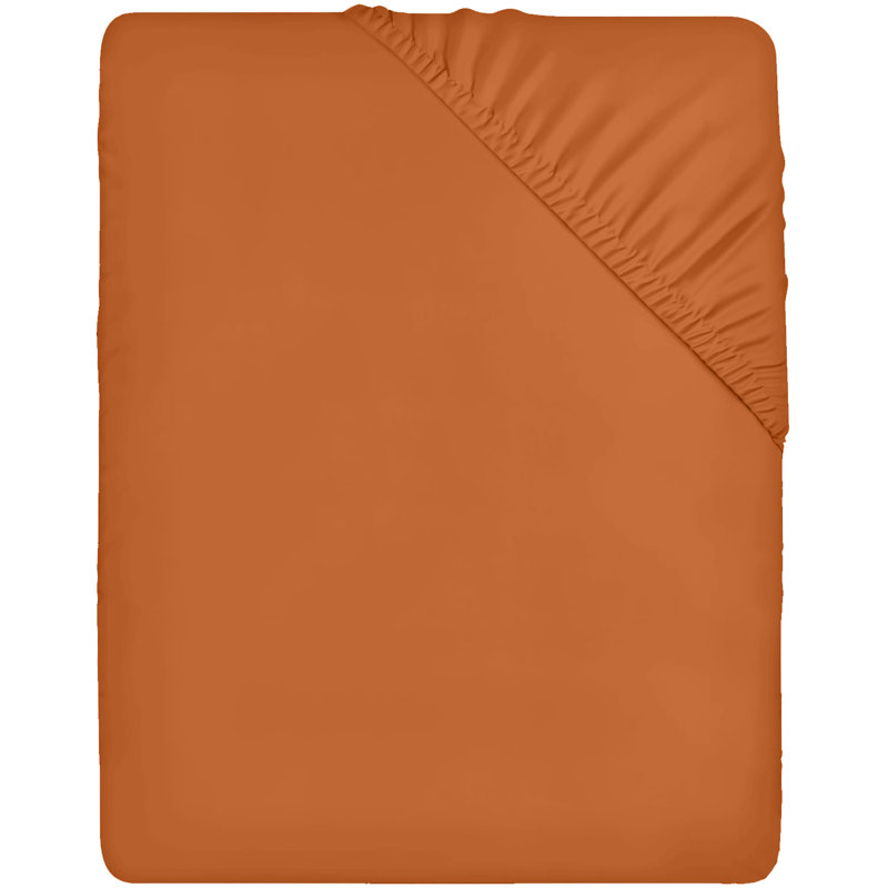 Leila Microfiber 25cm Deep Pocket Fitted Bed Sheet, Single (3'), Rust