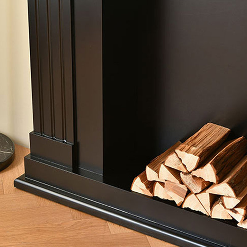 Foyer autoportant en bois manufacturé noir, Noir