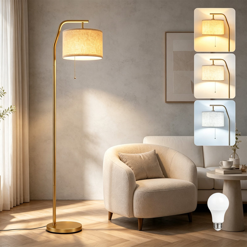 168 H cm Arched Floor Lamp, Gold