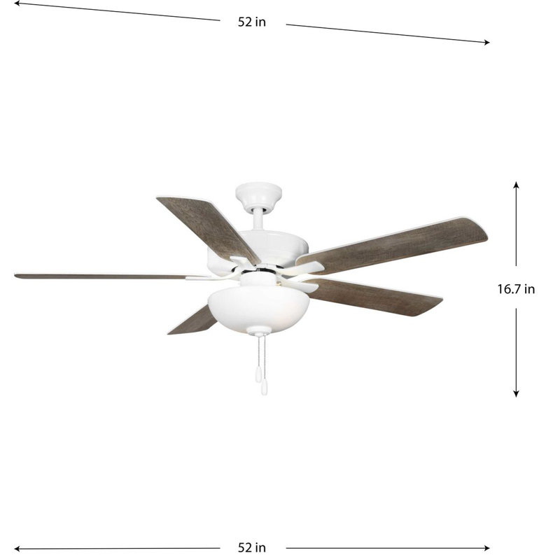 AirPro 52" White and Wood Ceiling Fan with LED Light