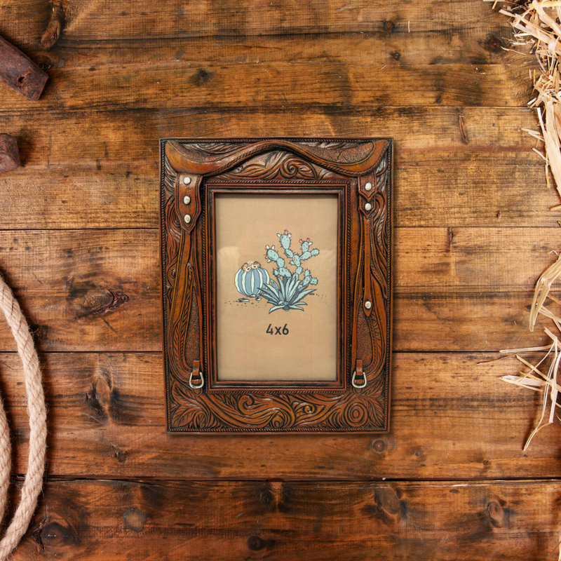 Cadre en similicuir Western Cowboy Horse Rustic Cabin Ranch Home Decor