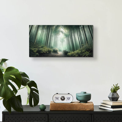 «Bamboo Forest In The Morning Mist» par Rey Klimt, art mural en verre acrylique