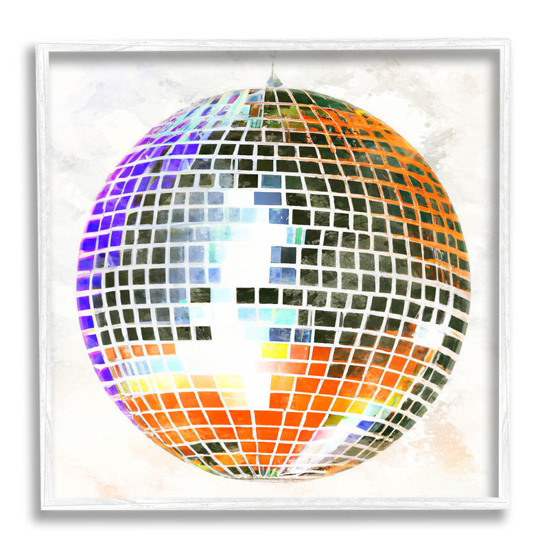 Art de giclée à motif de boule disco vif par Ziwei Li, H 12 po x l 12 po x P 1,5 po, Giclée encadrée blanc bord de mer