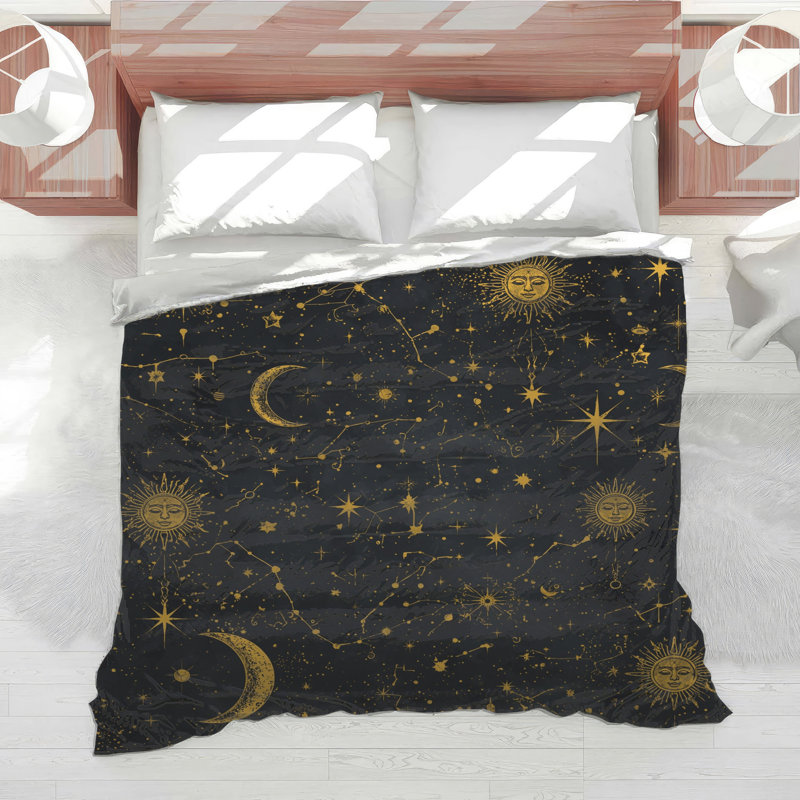 Celestial Sun Moon Motif Comforter, Twin Extra Long