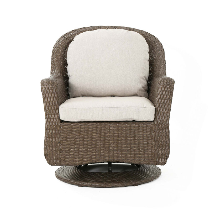 Fauteuil club pivotant, Tissu beige, Brun