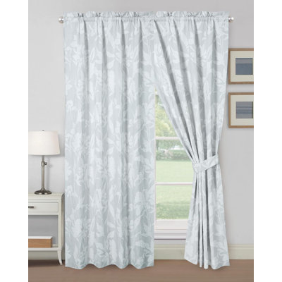 Heather Floral Jacquard Textured Window Curtain Set