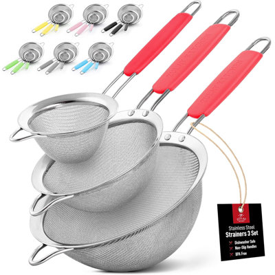 Ensemble de crépines à mailles fines en acier inoxydable Zulay Kitchen - rouge