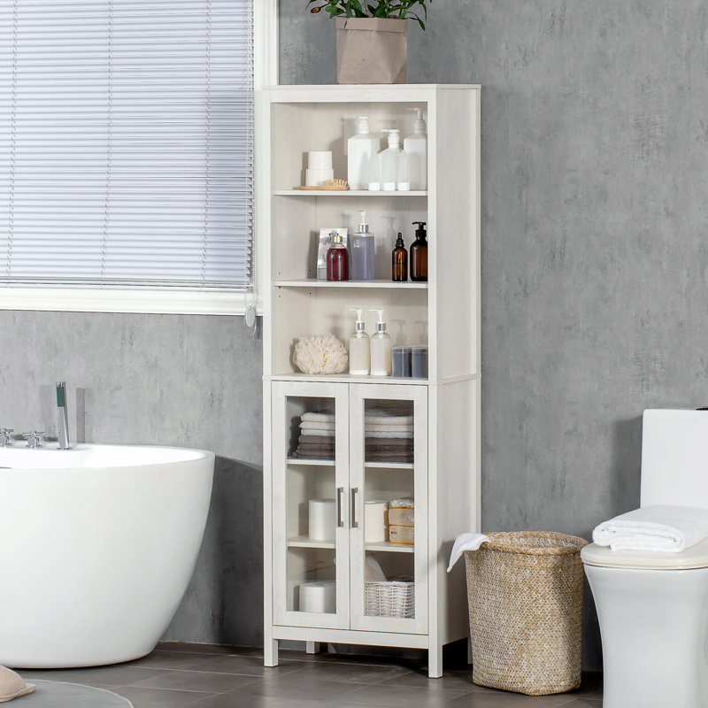 Grande armoire de rangement pour salle de bain à 3 niveaux Kleankin, Blanc, H 63,75 po x l 20,75 po x P 11,75 po