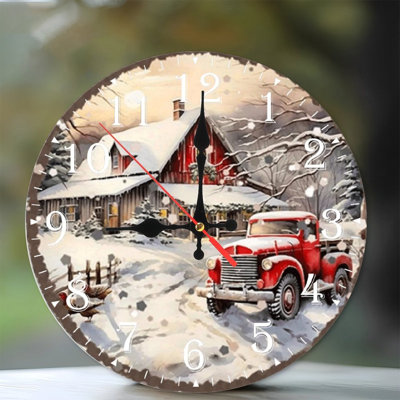 Horloge murale en bois 10 po, mouvement silencieux, à piles (piles AA non incluses), décor artistique, parfait pour les décorations