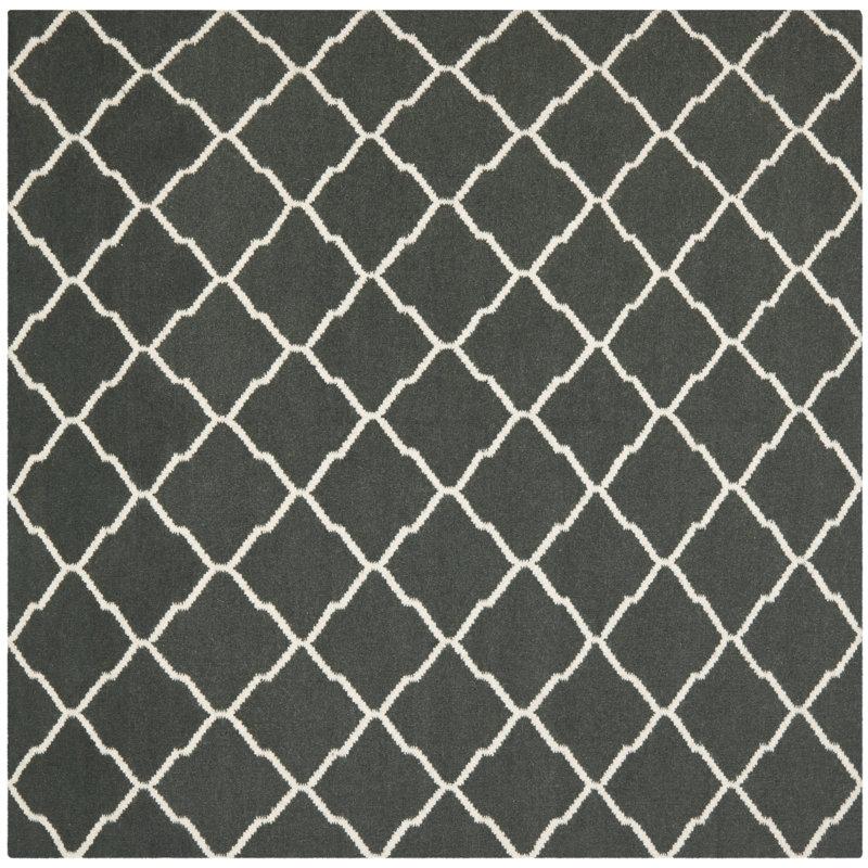 Tapis géométrique en laine tissé à la main Rodgers, Carré 6 pi