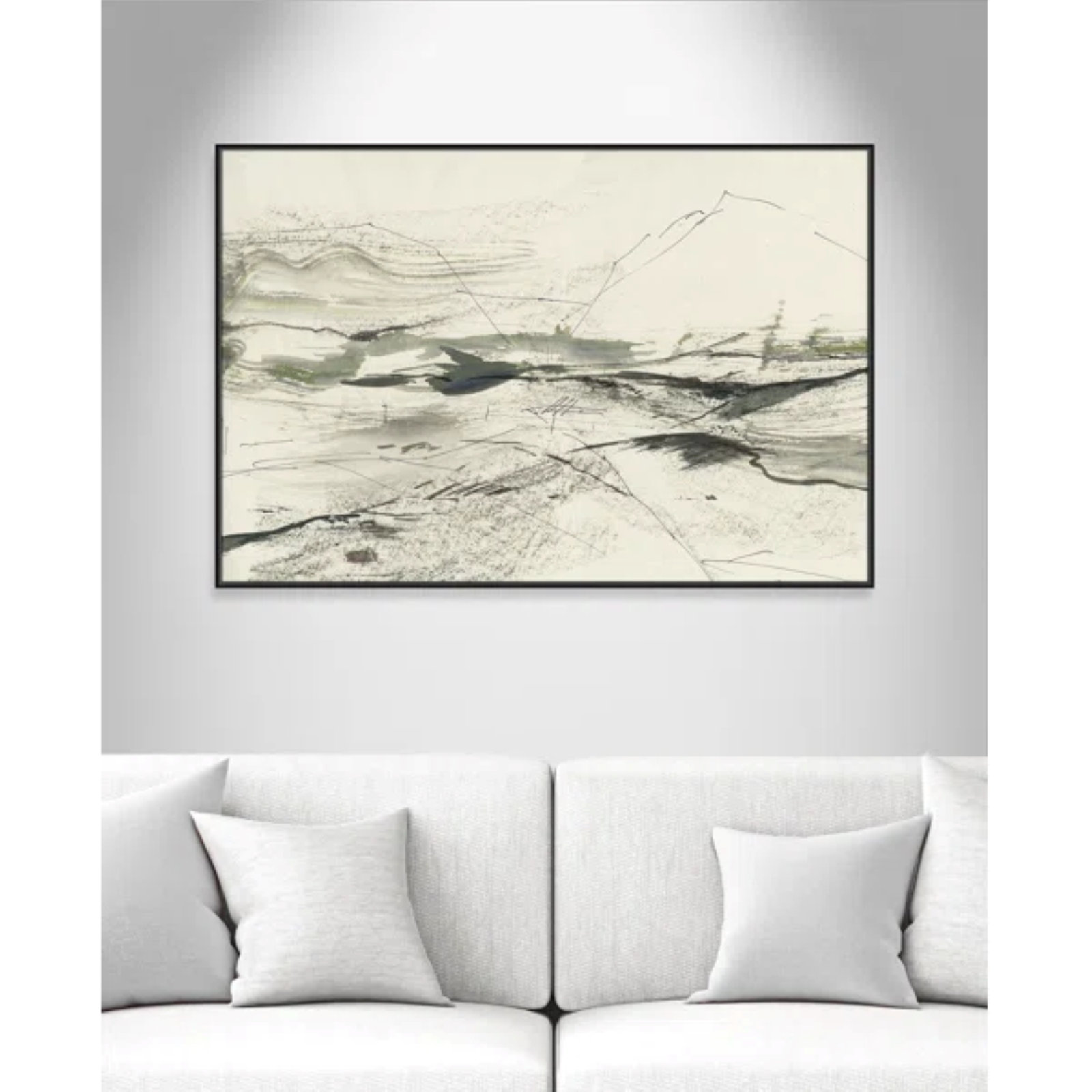 Green Sketches by PI Studio, No Mat, 41.5" H x 61.5" W x 2" D, Black Floater Framed