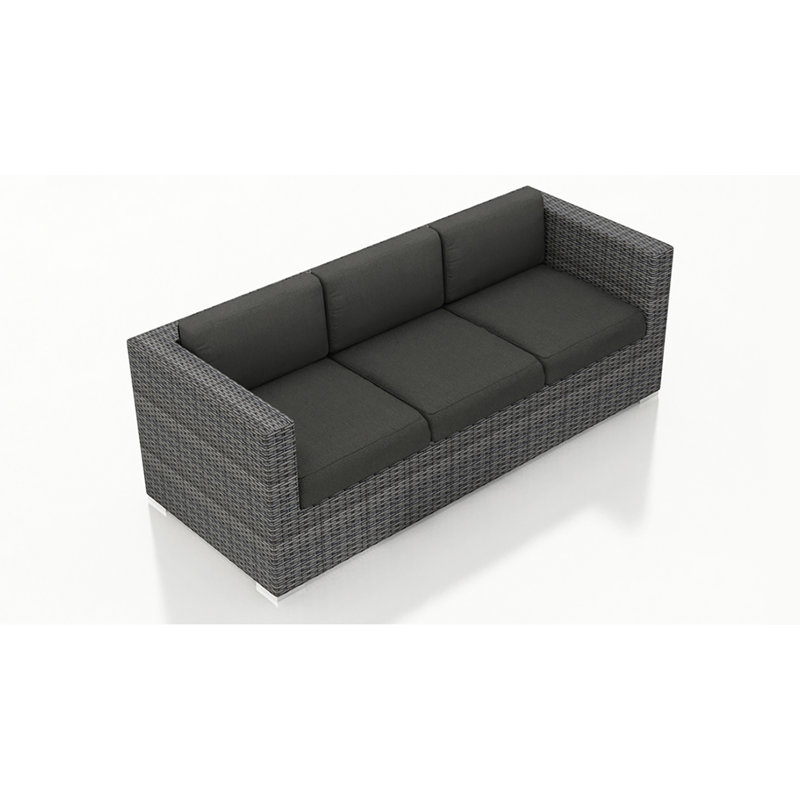 Suffern 89.75'' Wide Rectangle Metal Patio Sofa with Cushions, Canvas Charcoal Sunbrella® Canvas