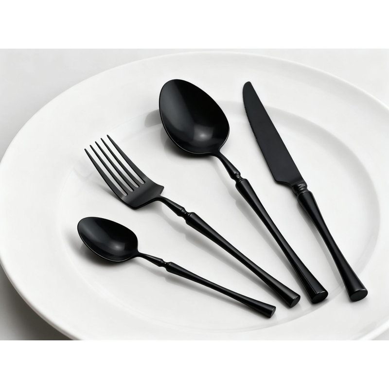 Service de couverts 20 pièces pour 4, couverts en acier inoxydable 304 poli miroir, argenterie allant au lave-vaisselle avec fourchettes, cuillères, couteaux