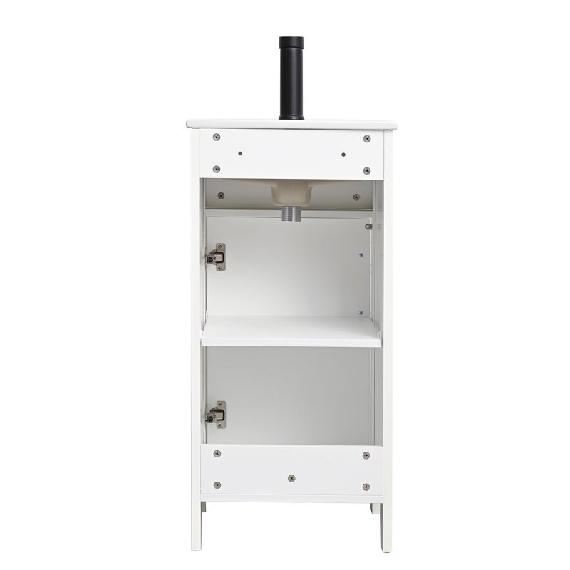 Meuble-lavabo moderne 16 po avec lavabo, Blanc, Noir