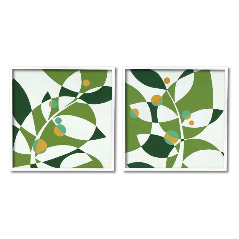 «Stupell Industries Tropical Leaves Abstraction», ensemble de 2 toiles murales par Liz Jardine, H 17 po x l 17 po x P 1,5 po