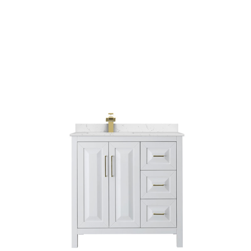 Daria 36'' W Single Vanity, Brushed Gold, White, Carrara Cultured Marble