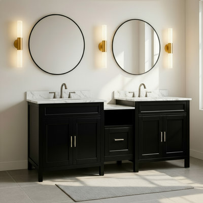 Meuble-lavabo double 90 po - Finition noire