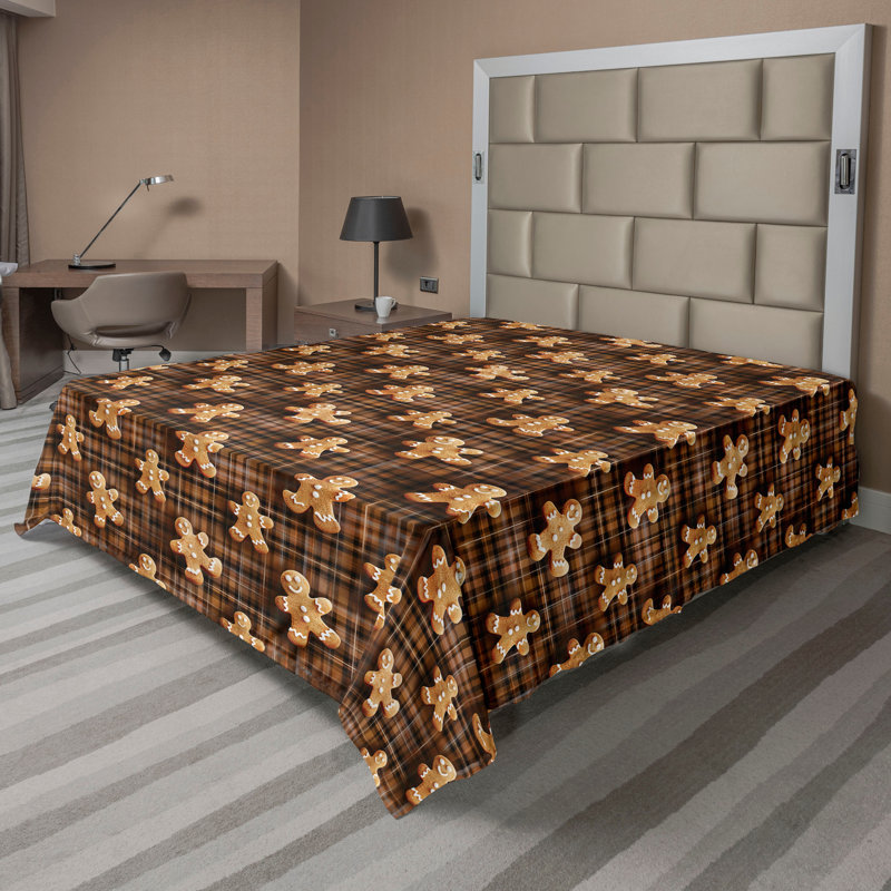 Drap plat moderne de style bohème Ambesonne, Drap plat grand, Carreauté brun chocolat / cacao