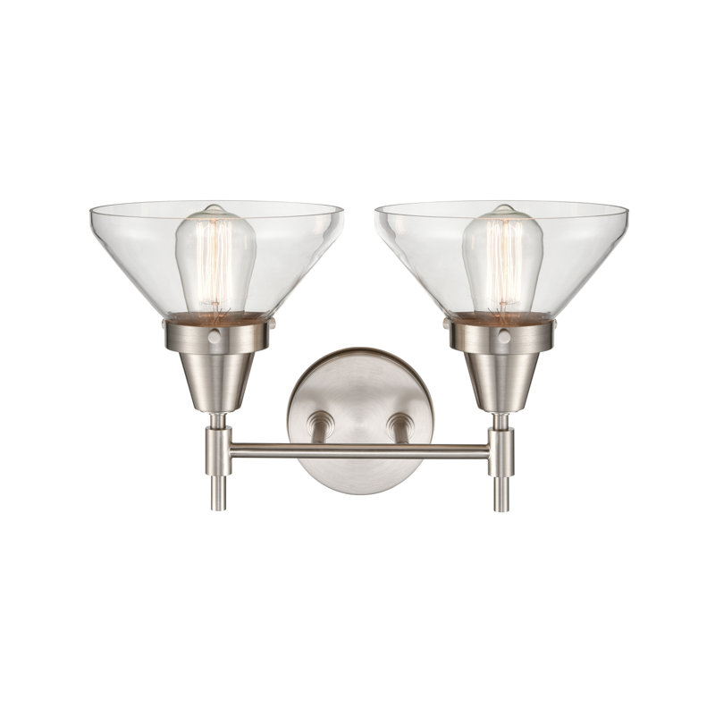 Éclairage de salle de bain à intensité variable 2 lumières Amede, Clair, Nickel satiné, Ampoule DEL 4 watts rétro