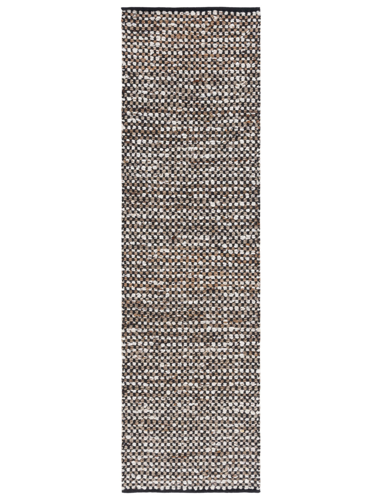 Gabino Geometric Handmade Flatweave Area Rug in Black/Ivory, Runner 2'3" x 8'