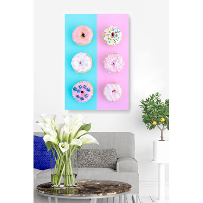 Beignets en pastel, demi-douzaine, bleu, rose, glaçage