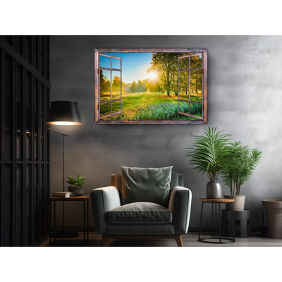Reproduction d'art sur toile, fenêtre, printemps, nature, soleil, vert sur toile