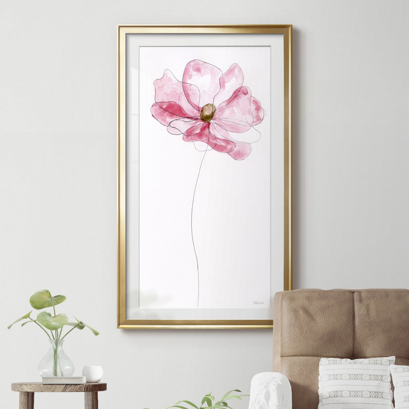 Croquis floral I - cadre photo, impression sur papier, H 14,5 po x l 26,5 po x P 1,5 po, Papier doré
