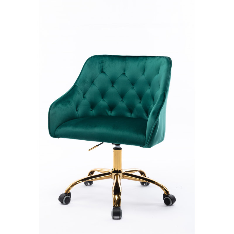 Deeanna Velvet Office Chair, Green