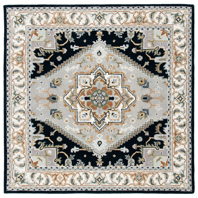 Tapis oriental en laine touffeté à la main Delara, Carré 8 pi